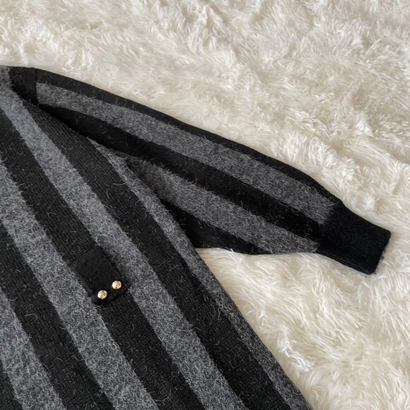 Bonny Striped Brushed Wool Blend Knit Dress Black - Picture 6 of 6